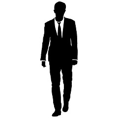 Image showing Silhouette businessman man in suit with tie on a white background. illustration