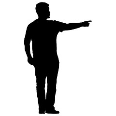 Image showing Black silhouettes man on white background. illustration