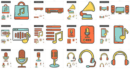 Image showing Music line icon set.