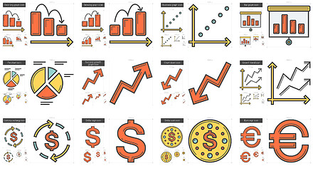 Image showing Business line icon set.