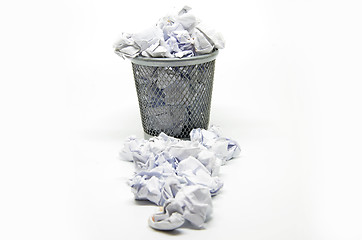 Image showing Garbage bin with paper waste