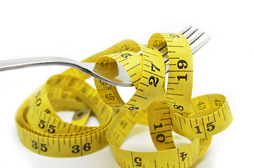 Image showing Steel fork and measuring tape