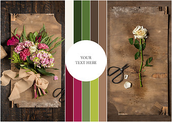 Image showing The florist desktop with working tools