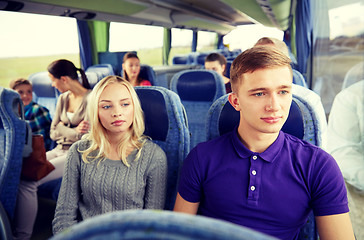 Image showing couple or passengers in travel bus