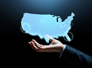 Image showing hand with map of united states of america