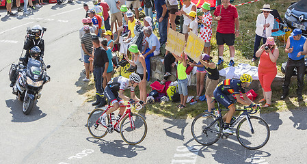 Image showing Two Cyclists on Col du Glandon - Tour de France 2015