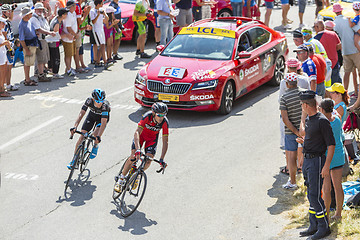 Image showing Two Cyclists on Col du Glandon - Tour de France 2015