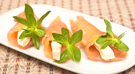 Image showing appetizers with red fish