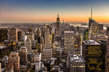 Image showing New York City Manhattan downtown skyline.