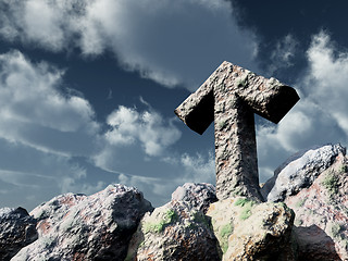 Image showing rune rock under cloudy blue sky - 3d illustration