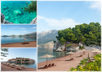 Image showing The collage of Sveti Stefan island in Montenegro