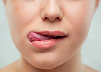 Image showing The close up shot of woman lips