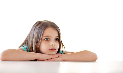 Image showing beautiful sad girl at home