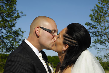 Image showing Wedding couple kissing