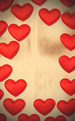 Image showing Valentine\'s Day. old paper with red hearts