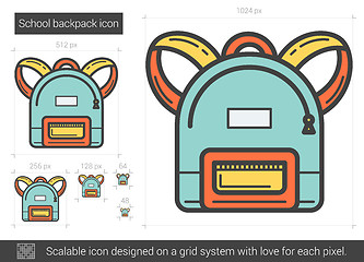 Image showing School backpack line icon.