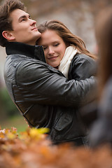 Image showing Autumn portrait of attractive happy couple