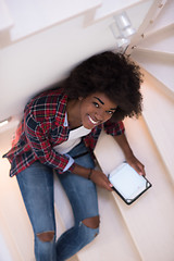 Image showing black woman using her electronic tablet