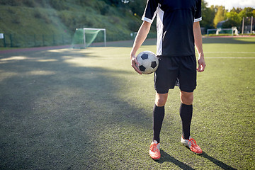 Image showing soccer player with ball on football field