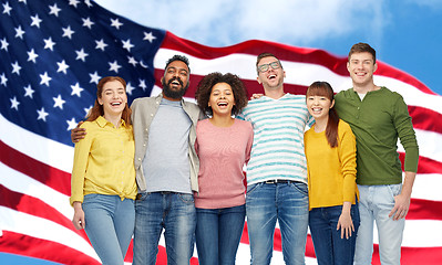 Image showing international group of people over american flag