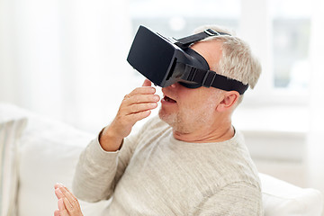 Image showing old man in virtual reality headset or 3d glasses