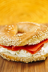 Image showing Bagel with smoked salmon and cream cheese