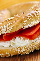 Image showing Bagel with smoked salmon and cream cheese