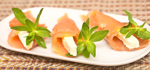 Image showing appetizers with red fish