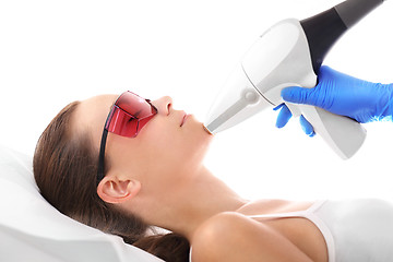 Image showing Epilation. Laser hair removal Beautician, laser hair removal Laser hair removal face.