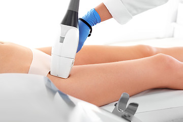 Image showing Laser in aesthetic medicine. Epilation Woman on laser hair removal treatments thighs and bikini area