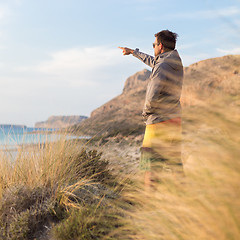 Image showing Free active man enjoying beauty of nature.