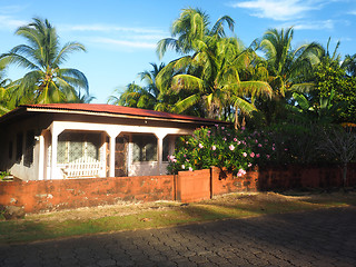 Image showing typical island house architecture palm trees Big Corn Island Nic