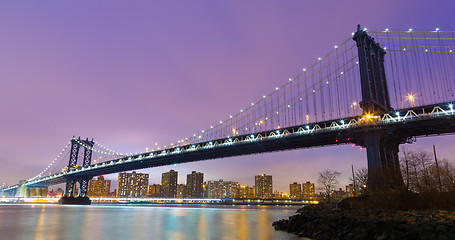 Image showing Manhattan bridge at dusk, New York City.