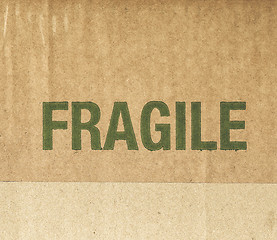 Image showing Vintage looking Fragile corrugated cardboard