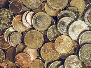 Image showing Vintage Euro coins background