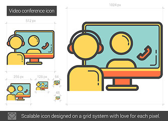 Image showing Video conference line icon.
