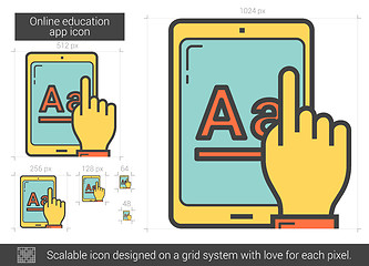 Image showing Online education app line icon.