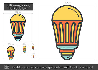 Image showing LED energy saving light bulb line icon.