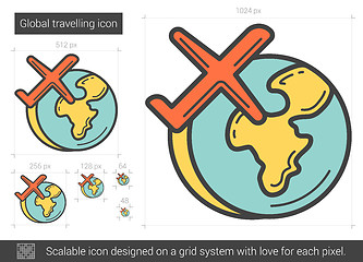 Image showing Global traveling line icon.