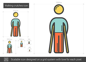 Image showing Walking crutches line icon.