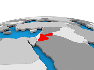 Image showing Jordan on globe in red