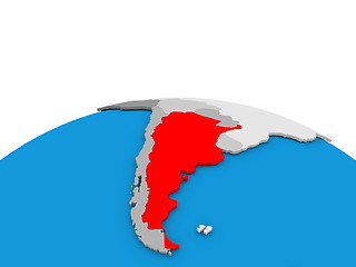 Image showing Argentina on globe in red