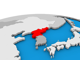 Image showing North Korea on globe in red