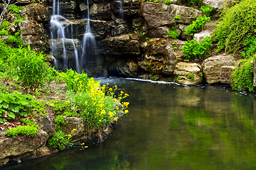 Image showing Cascading waterfall and pond