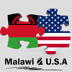 Image showing USA and Malawi flags in puzzle 