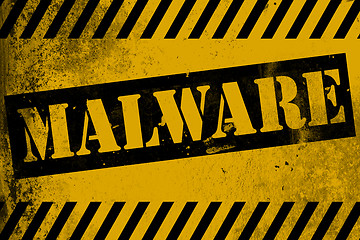 Image showing Malware sign yellow with stripes