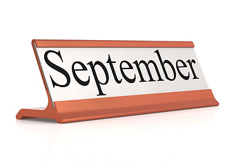 Image showing September word on table tag isolated