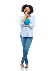 Image showing happy african american young woman over white