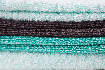 Image showing close up of stacked bath towels