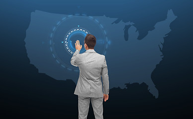 Image showing businessman with virtual target over usa map